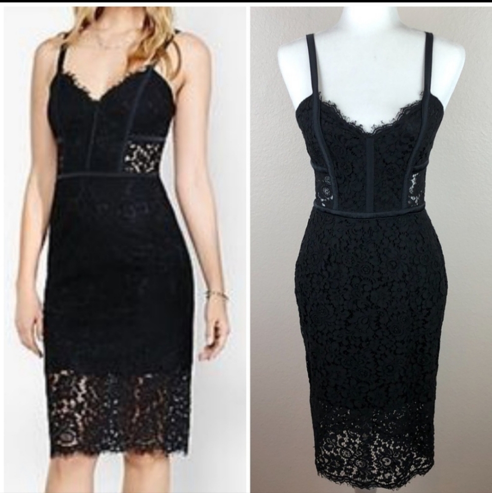 Express Black Lace Corset Slip Drees Size 0